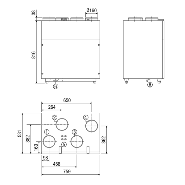 Reco-Boxx Comfort IM0006406.PNG Kompaktes, hocheffizientes und sehr leises Wärmerückgewinnungsgerät mit integrierter Defrosterheizung (1,5 KW) und vollautomatischem Sommerbypass. Passivhauszertifiziert.