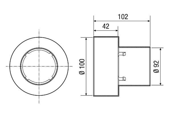 AF-A 90 IM0008453.PNG Adapter zum passgenauen Übergang vom Flexrohr AF-F 90 zum Zu- und Abluftventil DN 100.