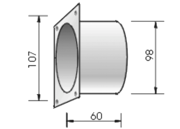 AST 98 IM0012099.PNG Anschlussstutzen. Passend für Rollladenkastenventil-Innenteil TL98P ohne Anschlussstutzen