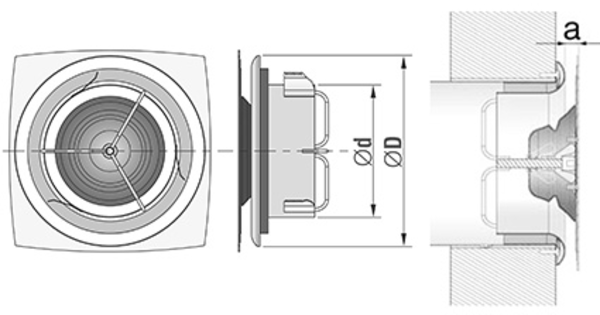 AIRYB-160 IM0015834.PNG Das Zu- und Abluftventil AIRY besteht aus zwei Teilen: dem Ventilgrundkörper AIRYB und der flachen Frontplatte AIRYFP. Beide sind separat zu bestellen. Die Luftmenge ist einstellbar.