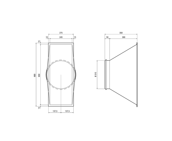 ÜG-NHKR-1600/2000 Flat BA/DX IM0015965.PNG Übergang eckig/rund, symmetrisch, für NHKR-1600/2000 Flat BA/DX.