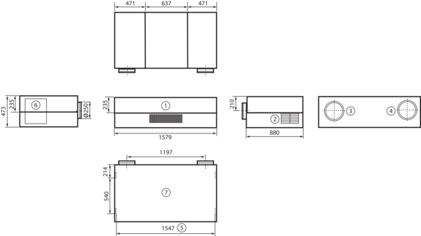 geniovent.x 600 H W-G-SU IM0016852.PNG Dezentrales RLT Gerät mit sehr hoher Wärmerückgewinnung.  Mit Kreuz-Gegenstrom-Wärmetauscher und Vorheizregister, Außen- und Fortluftanschlüsse auf der Rückseite, Ausblasung unten, komplett verkleidet. CO2-Sensor im Gerät integriert.