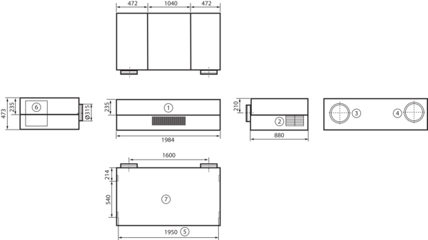 geniovent.x 900 H W-E-SU IM0016854.PNG Dezentrales RLT Gerät mit sehr hoher Wärmerückgewinnung.  Mit Enthalpie-Wärmetauscher, Außen- und Fortluftanschlüsse auf der Rückseite, Ausblasung unten, komplett verkleidet. CO2-Sensor im Gerät integriert. Mit App zur mobilen Geräte-Ansteuerung.