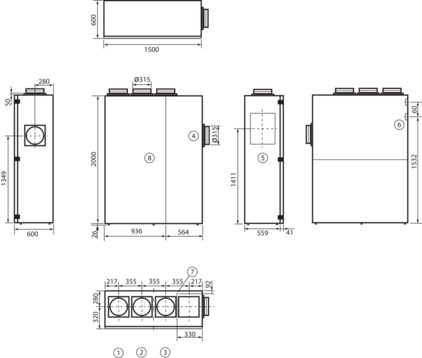 geniovent.x 900 S BR-E-K3 IM0016906.PNG Dezentrales RLT Gerät in reinweiß ähnlich RAL 9010 mit sehr hoher Wärmerückgewinnung. Mit Enthalpie-Wärmetauscher, Anschluss durch Brüstung, Außenluft rechts, Fortluft oben, Zu- und Abluft über Kanal, CO2-Sensor im Gerät integriert. Mit App zur mobilen Geräte-Ansteuerung.