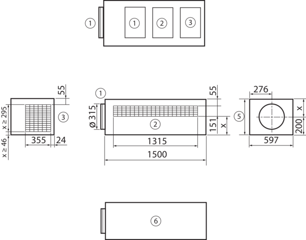 geniovent.x 600 / 900 S Topbox IM0016907.PNG Topbox für eine frei ausblasend und ansaugende Aufstellung. Für geniovent.x 600 / 900 S mit Gitter für Zu- und Abluft und Fortluftdurchführung. 