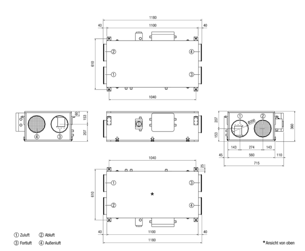 Reco-Boxx 450 Flat-L / EV IM0017023.PNG Luft-Luft Wärmerückgewinnungs-Zentralgerät als Flachgerät zur Deckenmontage mit integriertem Sommerbypass und Elektro-Vorheizung.