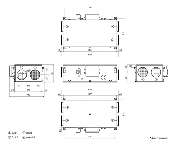 Reco-Boxx 450 Flat-R / EV IM0017024.PNG Luft-Luft Wärmerückgewinnungs-Zentralgerät als Flachgerät zur Deckenmontage mit integriertem Sommerbypass und Elektro-Vorheizung.