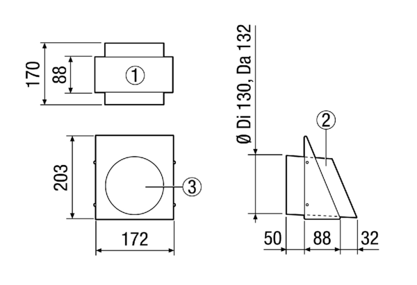 AW-FL-125-SO IM0017037.PNG Wandstutzen Fortluft DN 125. Sonderfarbe nach RAL-Classic Farbsystem.␍Geprüft nach VDI 6022 vom Hygiene-Institut.