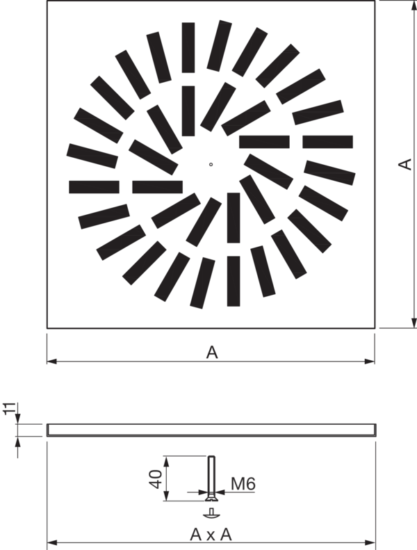 WT100-619 IM0017061.PNG Dralldurchlass für Zuluft und Abluft, passend für Anschlusskasten WP101S-160-619 (Art.-Nr. 0044.0368)