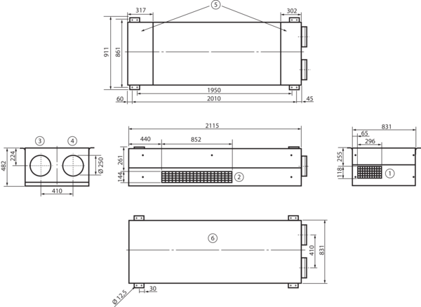 geniovent.x 900 F R-E-SU IM0017264.PNG Dezentrales RLT Gerät mit sehr hoher Wärmerückgewinnung.  Mit Enthalpie-Wärmetauscher, Außen- und Fortluftanschlüsse rechts, Ausblas unten, CO2-Sensor im Gerät integriert.