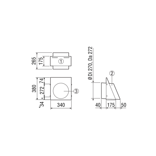 AW-FL-250-SO IM0017736.PNG Wandstutzen Fortluft DN 250. Sonderfarbe nach RAL-Classic Farbsystem.␍Geprüft nach VDI 6022 vom Hygiene-Institut.