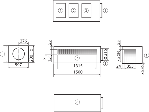 geniovent.x 600 / 900 S Topbox IM0018004.PNG Topbox für eine frei ausblasend und ansaugende Aufstellung. Für geniovent.x 600 / 900 S mit Gitter für Zu- und Abluft und Fortluftdurchführung. 