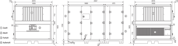 Reco-Boxx 6200 ZXR-L / WN IM0019283.PNG Luft-Luft Wärmerückgewinnungs-Zentralgerät mit modulierendem 0-100%-Bypass und Wasser-Nachheizung.