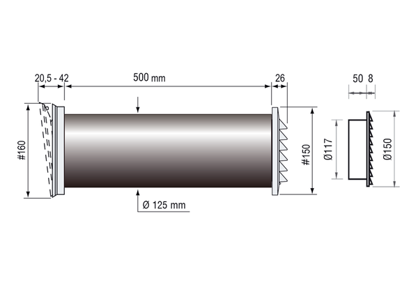 ZLV-80 dB K-Set IM0019501.PNG AEREX ZLV-80 dB ist ein schallgedämmter Außenwandluftdurchlass nach DIN 1946 Teil 6. Bestehend aus Innenteil, Standardfilter, Schalldämmrohr, Schutzrohr, Außengitter in Kunststoff weiß.