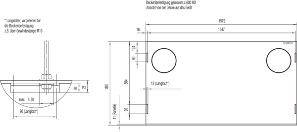 geniovent.x 600 H D-G-K1 IM0019515.PNG Dezentrales RLT Gerät mit sehr hoher Wärmerückgewinnung.  Mit Kreuz-Gegenstrom-Wärmetauscher und Vorheizregister, Außen- und Fortluftanschlüsse nach oben, Zuluft über Kanal, Abluft am Gerät, Abluftseite und Elektroseite mit Paneele verkleidet. CO2-Sensor im Gerät integriert. Mit App zur mobilen Geräte-Ansteuerung.