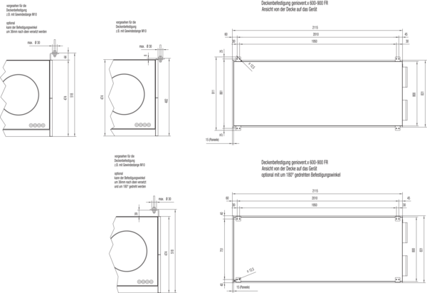 geniovent.x 900 F R-G-SO IM0019519.PNG Dezentrales RLT Gerät mit sehr hoher Wärmerückgewinnung.  Mit Kreuz-Gegenstrom-Wärmetauscher und Vorheizregister, Außen- und Fortluftanschlüsse rechts, Ausblas oben, CO2-Sensor im Gerät integriert. Mit App zur mobilen Geräte-Ansteuerung.