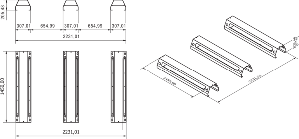 GR 1700 Flat OUT IM0020068.PNG Zusätzliche Aufständerung mit 205 mm Höhe als Schutz gegen Schnee. Zusammen mit dem Standardgrundrahmen wird eine Gesamtaufständerung von 330 mm über Flachdach erreicht womit eine deutliche Sicherung des RLT-Gerätes gegen das Einsinken im Schnee gewährleistet wird und der Außenluftansaug sowie Fortluftauslass schneefrei gehalten werden.␍␍