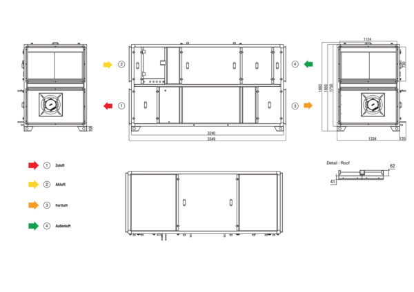 RLT 5500 MV4555VL-WH-Mode 4 IM0022657.PNG Zentrales raumlufttechnisches Kompaktgerät mit Wärmerückgewinnung. Ausführung: Vertikal mit Zu- und Abluftanschluss links, volumenstromkonstanter Betrieb, mit Kreuz-Gegenstrom-Wärmetauscher, ohne Vorheizregister, mit Pumpenwarmwasserregister, Fördervolumen bis 5500 m³/h