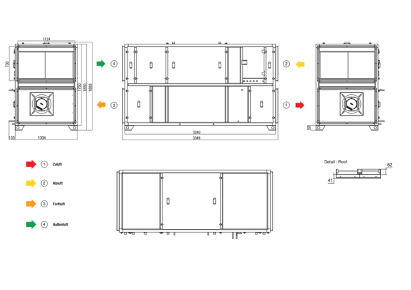 RLT 5500 MV4555VR-WH-Mode 5 IM0022659.PNG Zentrales raumlufttechnisches Kompaktgerät mit Wärmerückgewinnung. Ausführung: Vertikal mit Zu- und Abluftanschluss rechts, bedarfsgeführter, volumenstromkonstanter Betrieb über CO²-Sensor, mit Kreuz-Gegenstrom-Wärmetauscher, ohne Vorheizregister, mit Pumpenwarmwasserregister, Fördervolumen bis 5500 m³/h