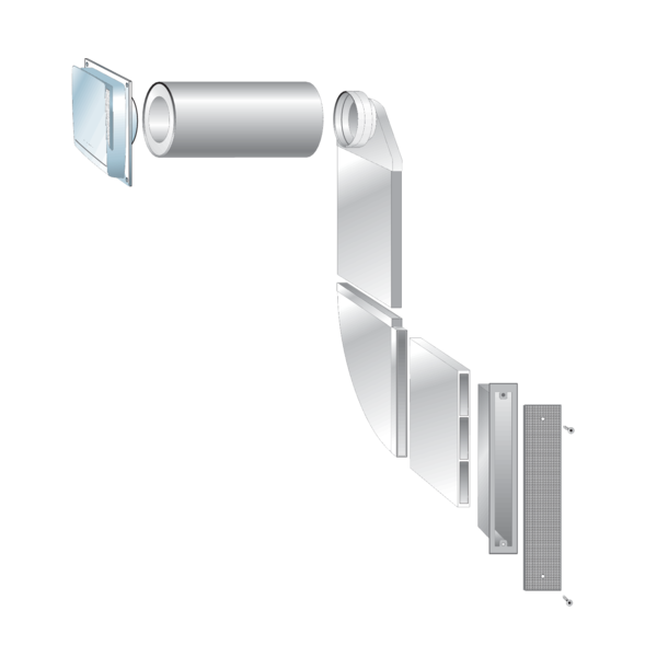 FLEK-80 dBplus - Variante 1 IM0018686.PNG Außenluftdurchlass (ALD) nach DIN 1946-6. Für hohe Schalldämmanforderungen bis Dn,w 60 dB. Fassadenelement mit manuell stufenloser Einstellung, Filter und Schalldämmung für den Einsatz an Bahnstrecken, Autobahnen, Einflugschneisen etc.