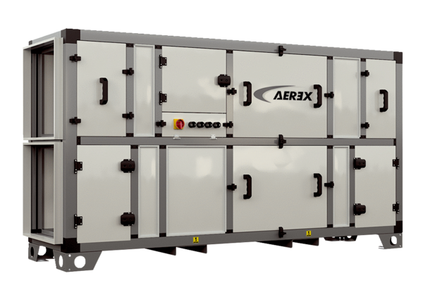 RLT 5500 MV4555VL-Mode 5 IM0022468.PNG Zentrales raumlufttechnisches Kompaktgerät mit Wärmerückgewinnung. Ausführung: Vertikal mit Zu- und Abluftanschluss links, bedarfsgeführter, volumenstromkonstanter Betrieb über CO²-Sensor, mit Kreuz-Gegenstrom-Wärmetauscher, ohne Vorheizregister, ohne Nachheizregister, Fördervolumen bis 5500 m³/h